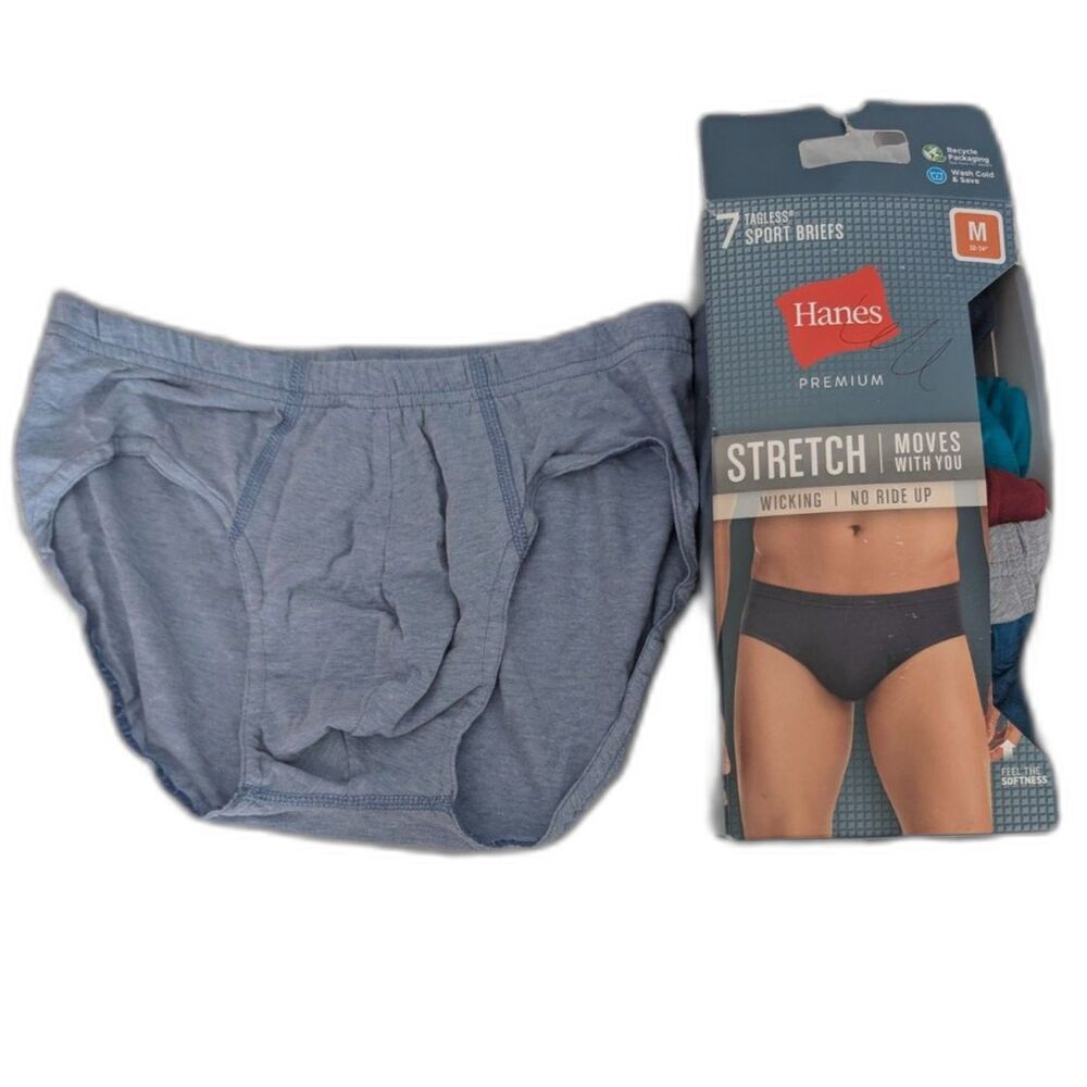 Hanes Premium Men's 7 Tagless Sport Briefs Size M (32-34) - Picture 3 of 5